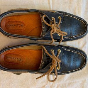 Sperry Women's Whale and Anchor Navy blue leather shoes. Size 8.5 M. Pre-owned.